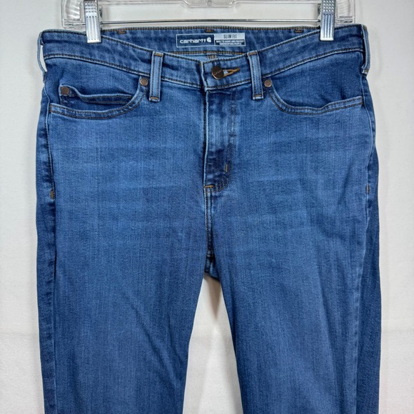 Carhartt Denim - Carhartt Slim Fit Jeans Womens 8 Regular Blue‎ Denim Medium Wash BD4976-W